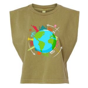 World Traveler Gifts For International World Travelers Garment-Dyed Women's Muscle Tee