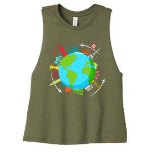 World Traveler Gifts For International World Travelers Women's Racerback Cropped Tank