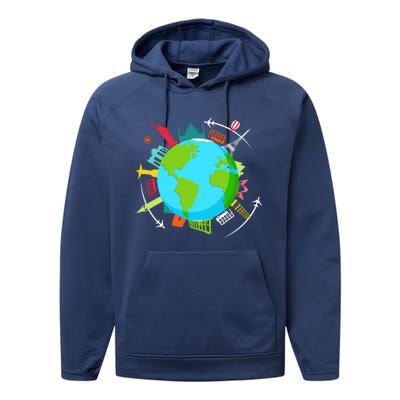 World Traveler Gifts For International World Travelers Performance Fleece Hoodie