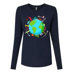 World Traveler Gifts For International World Travelers Womens Cotton Relaxed Long Sleeve T-Shirt