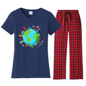 World Traveler Gifts For International World Travelers Women's Flannel Pajama Set