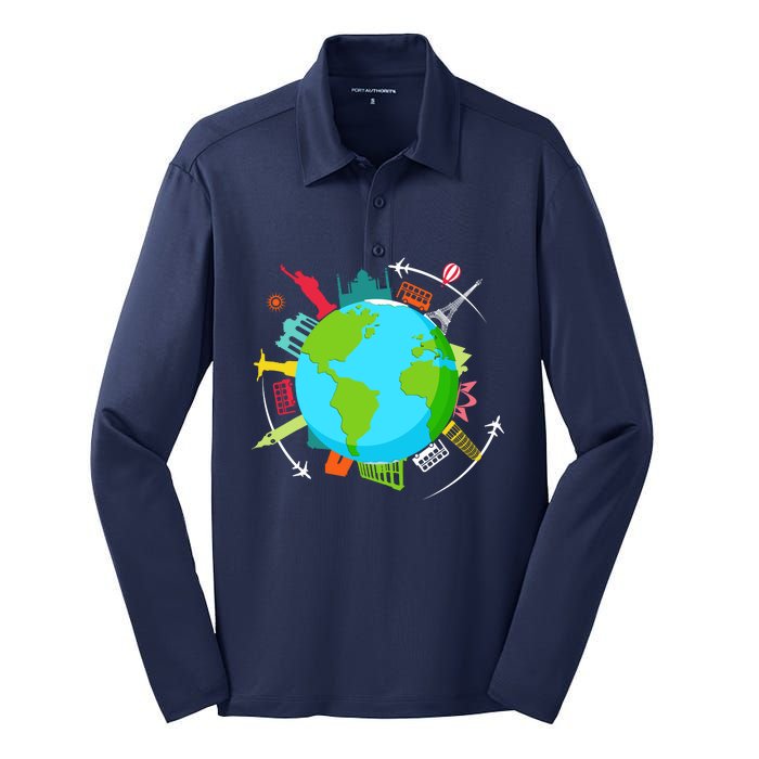 World Traveler Gifts For International World Travelers Silk Touch Performance Long Sleeve Polo