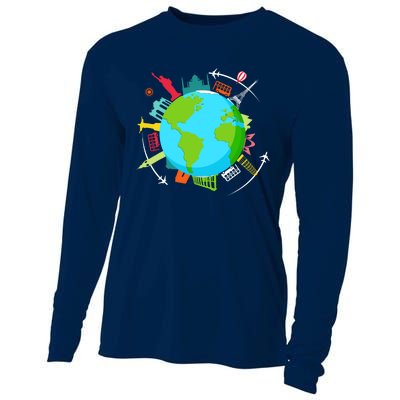 World Traveler Gifts For International World Travelers Cooling Performance Long Sleeve Crew