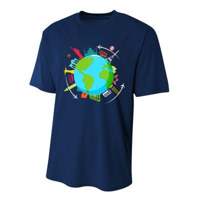 World Traveler Gifts For International World Travelers Performance Sprint T-Shirt