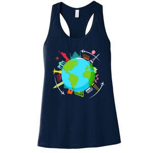 World Traveler Gifts For International World Travelers Women's Racerback Tank