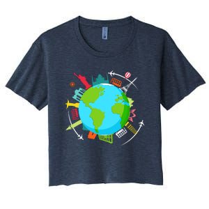 World Traveler Gifts For International World Travelers Women's Crop Top Tee