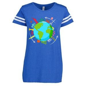 World Traveler Gifts For International World Travelers Enza Ladies Jersey Football T-Shirt