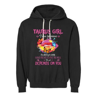 Womens Taurus Girl Lips April May Queen Birthday Zodiac Astrology Garment-Dyed Fleece Hoodie