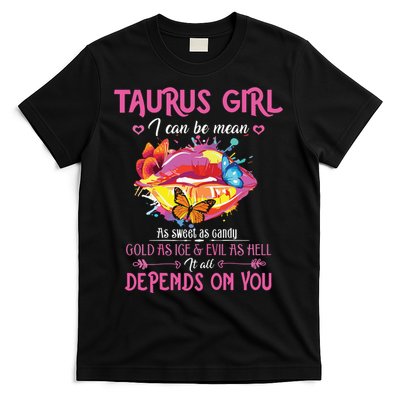 Womens Taurus Girl Lips April May Queen Birthday Zodiac Astrology T-Shirt