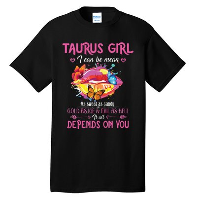 Womens Taurus Girl Lips April May Queen Birthday Zodiac Astrology Tall T-Shirt