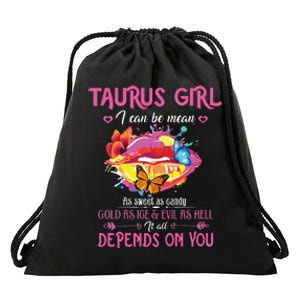 Womens Taurus Girl Lips April May Queen Birthday Zodiac Astrology Drawstring Bag