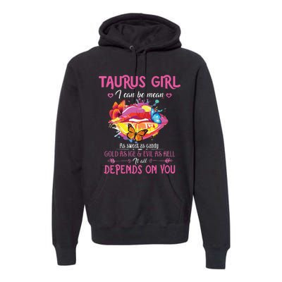 Womens Taurus Girl Lips April May Queen Birthday Zodiac Astrology Premium Hoodie