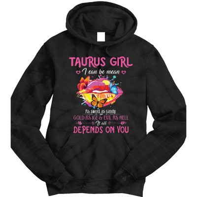 Womens Taurus Girl Lips April May Queen Birthday Zodiac Astrology Tie Dye Hoodie