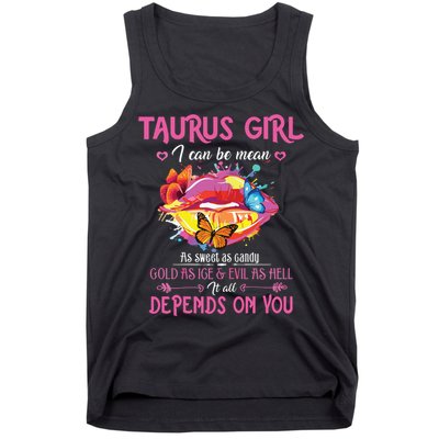 Womens Taurus Girl Lips April May Queen Birthday Zodiac Astrology Tank Top