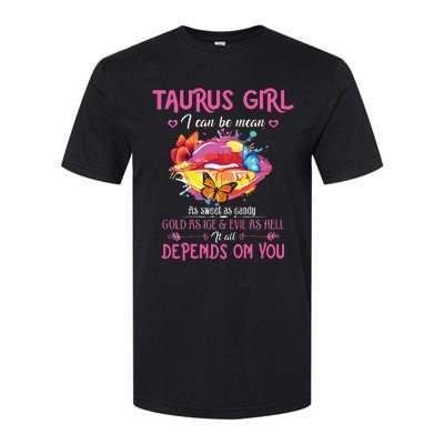 Womens Taurus Girl Lips April May Queen Birthday Zodiac Astrology Softstyle CVC T-Shirt