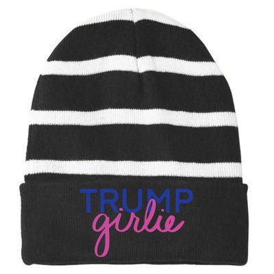 Women Trump Girl Trump Girlie Blue Striped Beanie with Solid Band