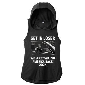 Women Trump Get In Loser We Are Taking America Back Trump 2024 Vneck Ladies PosiCharge Tri-Blend Wicking Draft Hoodie Tank