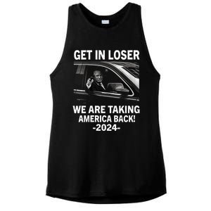 Women Trump Get In Loser We Are Taking America Back Trump 2024 Vneck Ladies PosiCharge Tri-Blend Wicking Tank