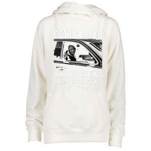 Women Trump Get In Loser We Are Taking America Back Trump 2024 Vneck Womens Funnel Neck Pullover Hood