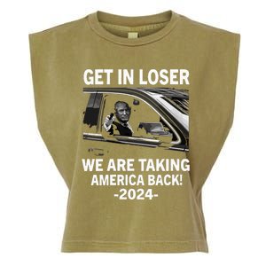 Women Trump Get In Loser We Are Taking America Back Trump 2024 Vneck Garment-Dyed Women's Muscle Tee