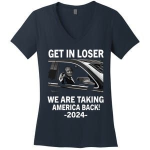 Women Trump Get In Loser We Are Taking America Back Trump 2024 Vneck Women's V-Neck T-Shirt