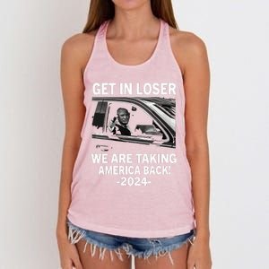 Women Trump Get In Loser We Are Taking America Back Trump 2024 Vneck Women's Knotted Racerback Tank