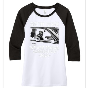 Women Trump Get In Loser We Are Taking America Back Trump 2024 Vneck Women's Tri-Blend 3/4-Sleeve Raglan Shirt