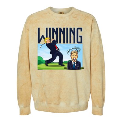 Winning Trump Golf And Biden American Presidential Debate Colorblast Crewneck Sweatshirt