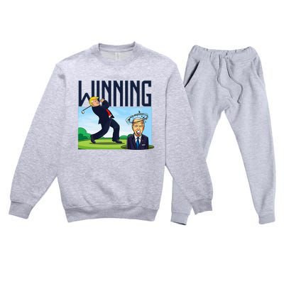 Winning Trump Golf And Biden American Presidential Debate Premium Crewneck Sweatsuit Set