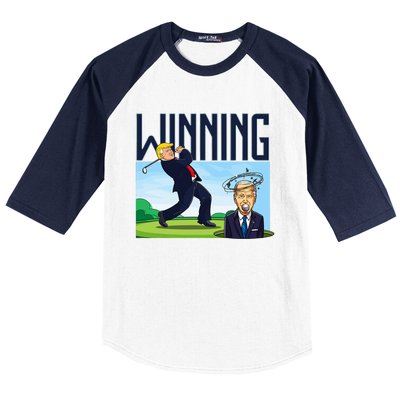 Winning Trump Golf And Biden American Presidential Debate Baseball Sleeve Shirt