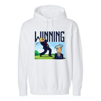 Winning Trump Golf And Biden American Presidential Debate Garment-Dyed Fleece Hoodie