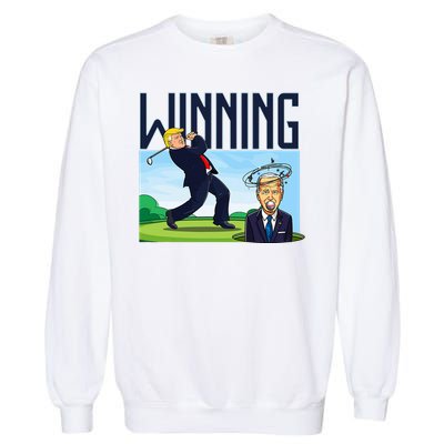 Winning Trump Golf And Biden American Presidential Debate Garment-Dyed Sweatshirt