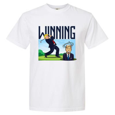 Winning Trump Golf And Biden American Presidential Debate Garment-Dyed Heavyweight T-Shirt