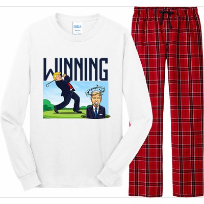 Winning Trump Golf And Biden American Presidential Debate Long Sleeve Pajama Set