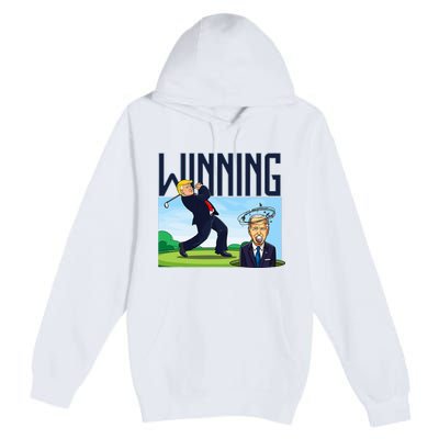 Winning Trump Golf And Biden American Presidential Debate Premium Pullover Hoodie