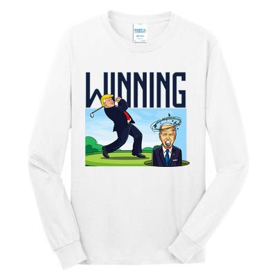 Winning Trump Golf And Biden American Presidential Debate Tall Long Sleeve T-Shirt