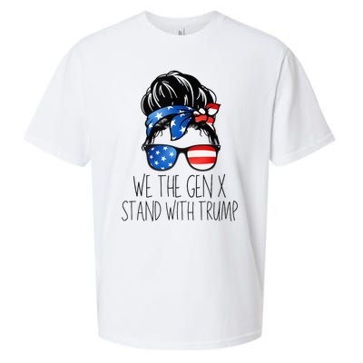 We The Gen X Stand With Trump Messy Bun Patriotic Women Sueded Cloud Jersey T-Shirt