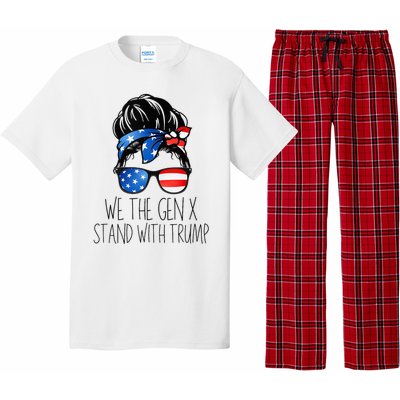 We The Gen X Stand With Trump Messy Bun Patriotic Women Pajama Set