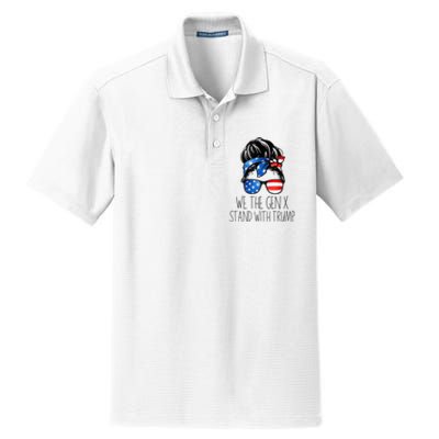 We The Gen X Stand With Trump Messy Bun Patriotic Women Dry Zone Grid Polo