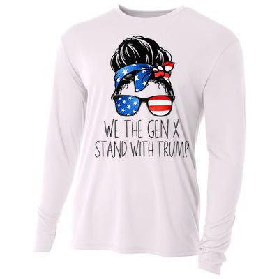 We The Gen X Stand With Trump Messy Bun Patriotic Women Cooling Performance Long Sleeve Crew