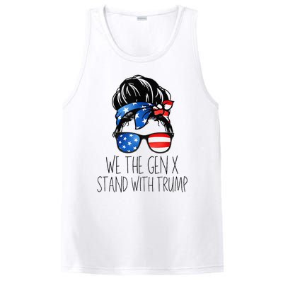 We The Gen X Stand With Trump Messy Bun Patriotic Women PosiCharge Competitor Tank