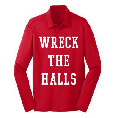 Wreck The Halls Christmas Holiday Silk Touch Performance Long Sleeve Polo