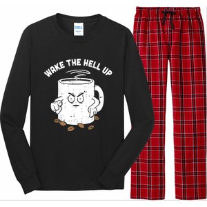 Wake The Hell Up Halloween Costume Coffee Lover Barista Gift Long Sleeve Pajama Set