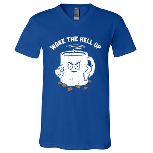 Wake The Hell Up Halloween Costume Coffee Lover Barista Gift V-Neck T-Shirt