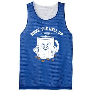 Wake The Hell Up Halloween Costume Coffee Lover Barista Gift Mesh Reversible Basketball Jersey Tank