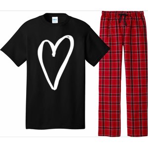 White Tiny Heart Pocket Valentine's Day Love Gift Pajama Set