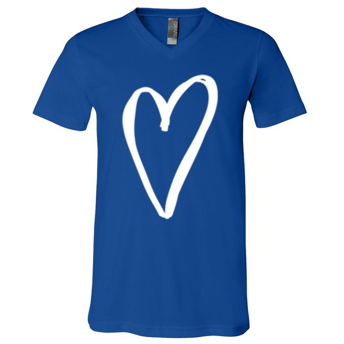 White Tiny Heart Pocket Valentine's Day Love Gift V-Neck T-Shirt