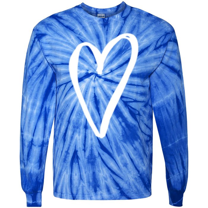 White Tiny Heart Pocket Valentine's Day Love Gift Tie-Dye Long Sleeve Shirt