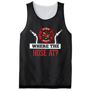 Where The Hose At Funny Firefighter Gift Mesh Reversible Basketball Jersey Tank