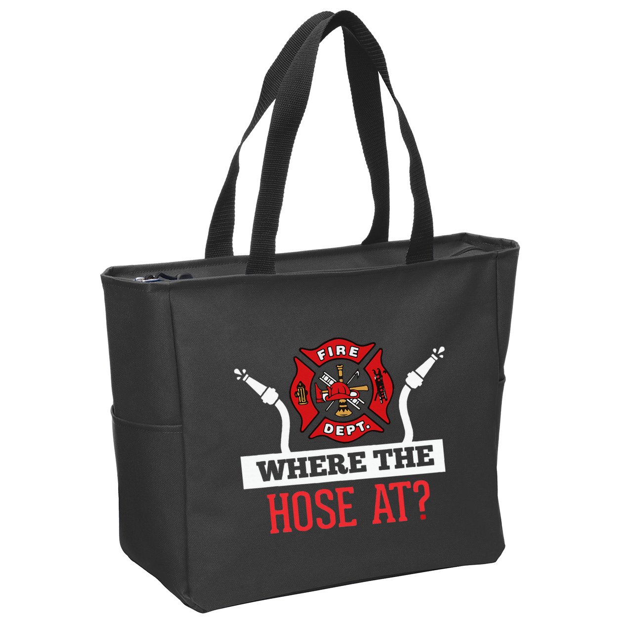 Where The Hose At Funny Firefighter Gift Zip Tote Bag